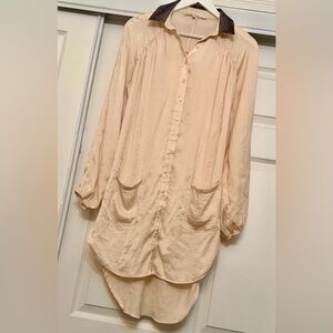 RACHEL Rachel Roy Beige High Low Dress with Black Collar